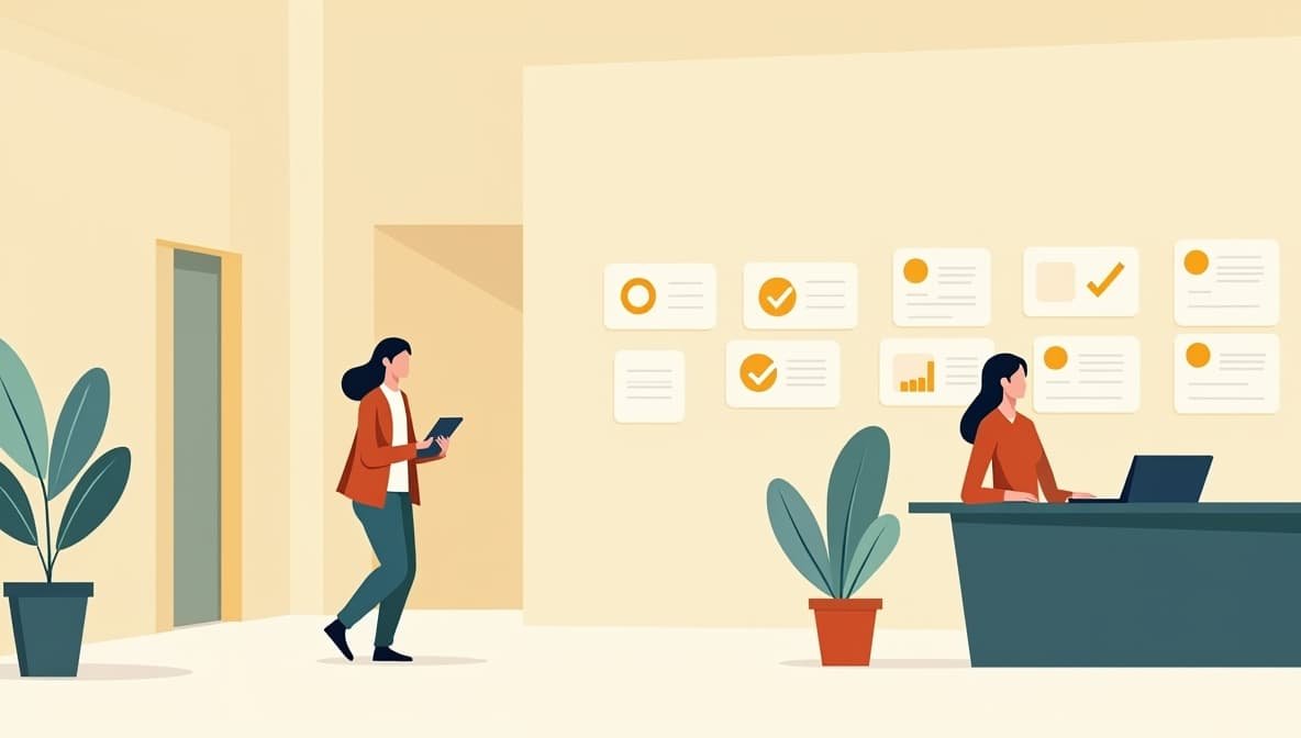 Personale dell'hotel che gestisce efficientemente le attività con l'aiuto della tecnologia